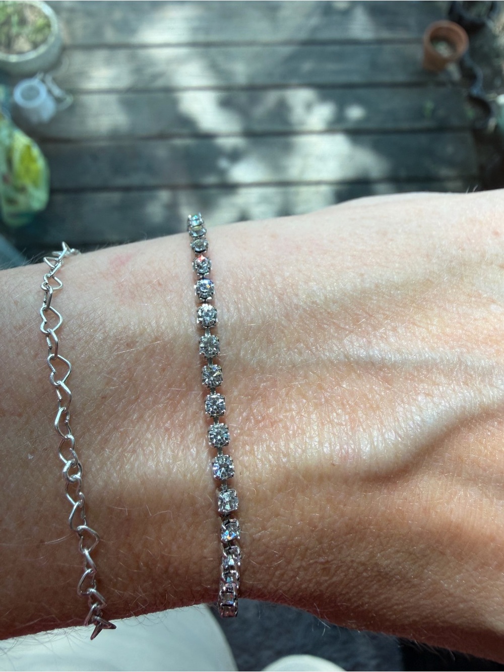 Vintage Rhinestone Classic Slim Tennis Bracelet Silver Tone Bridal Wedding
